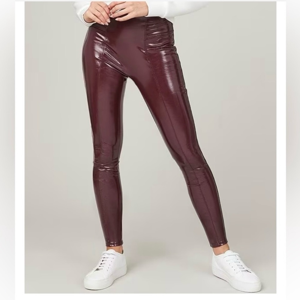 NWT Spanx | Faux Patent Leather Leggings in Ruby